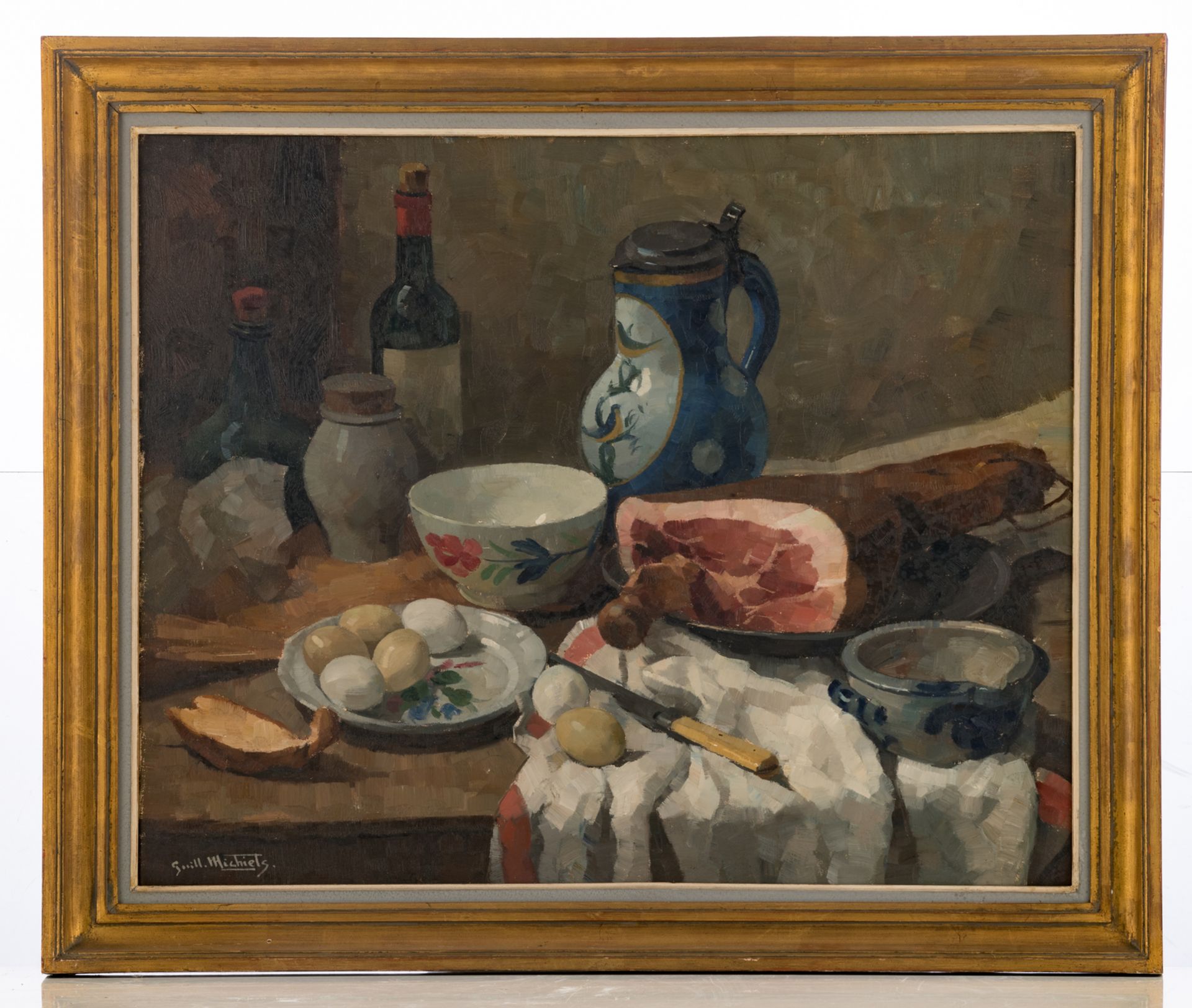Michiels G., two still lifes, one with crab and one with ham, 60 x 70 and 65 x 80 cm - Bild 3 aus 9