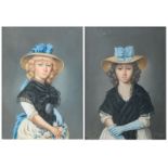 Vollmöller, two girls portraits, pastel, dated 1790, 24,5 x 33,5 cm