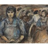 Israels I., women at the beach, watercolour, 44 x 54 cm