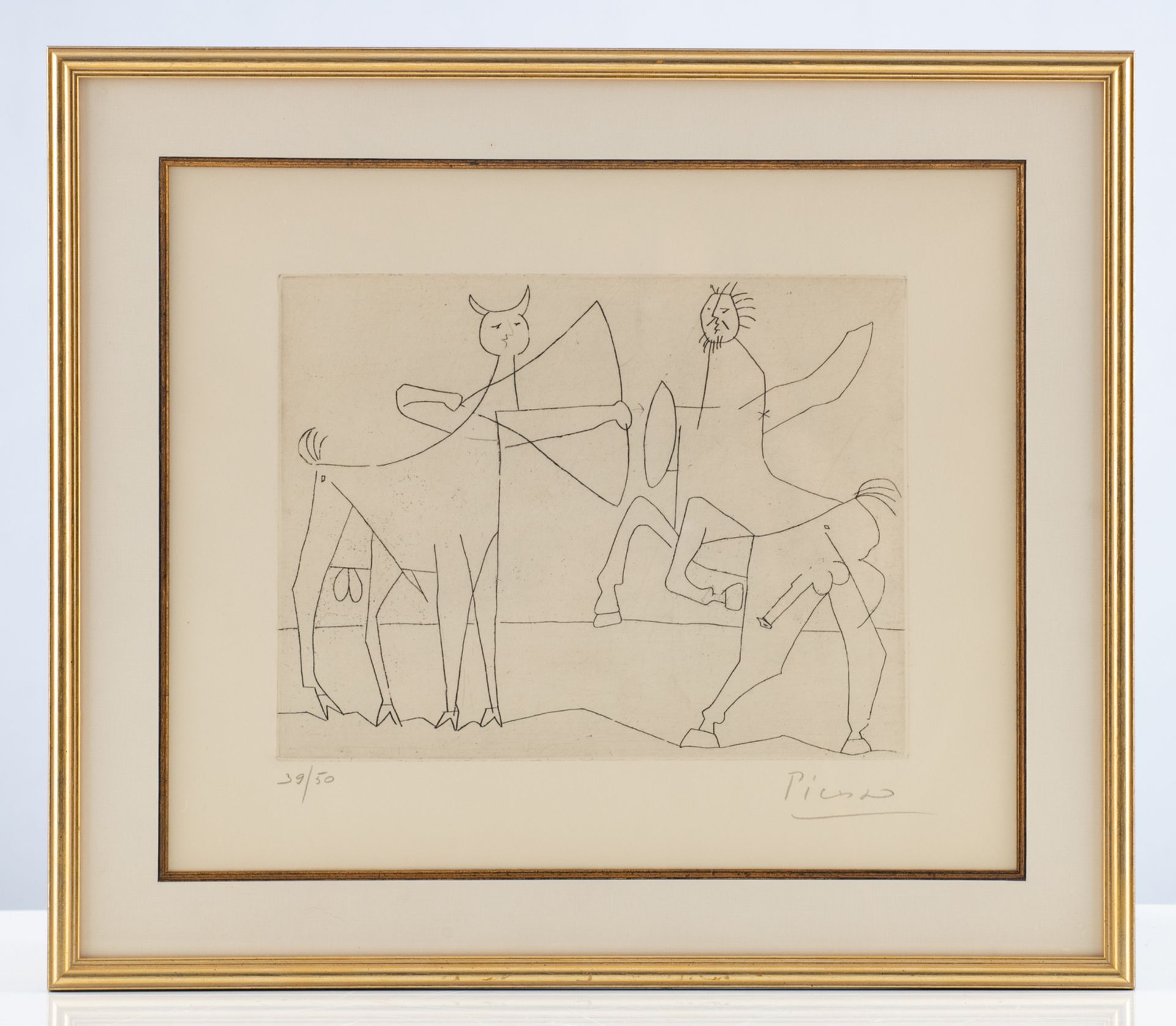 Picasso P.R., fighting centaurs, etching, no 39/50, 23,7 x 30,7 cm. Is possibly subject of the SABAM - Image 2 of 4