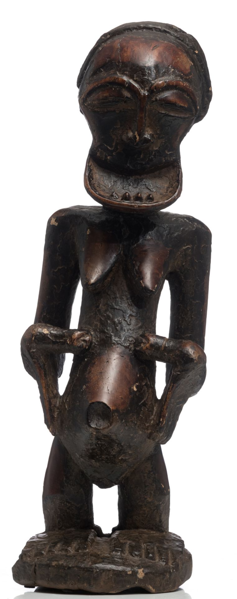 A big ethnographic African wooden sculpture, H 89,5 cm - Image 2 of 5