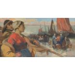 Van Acker Fl., the disembarkation of the draught of fishing, gouache and watercolour on paper, about