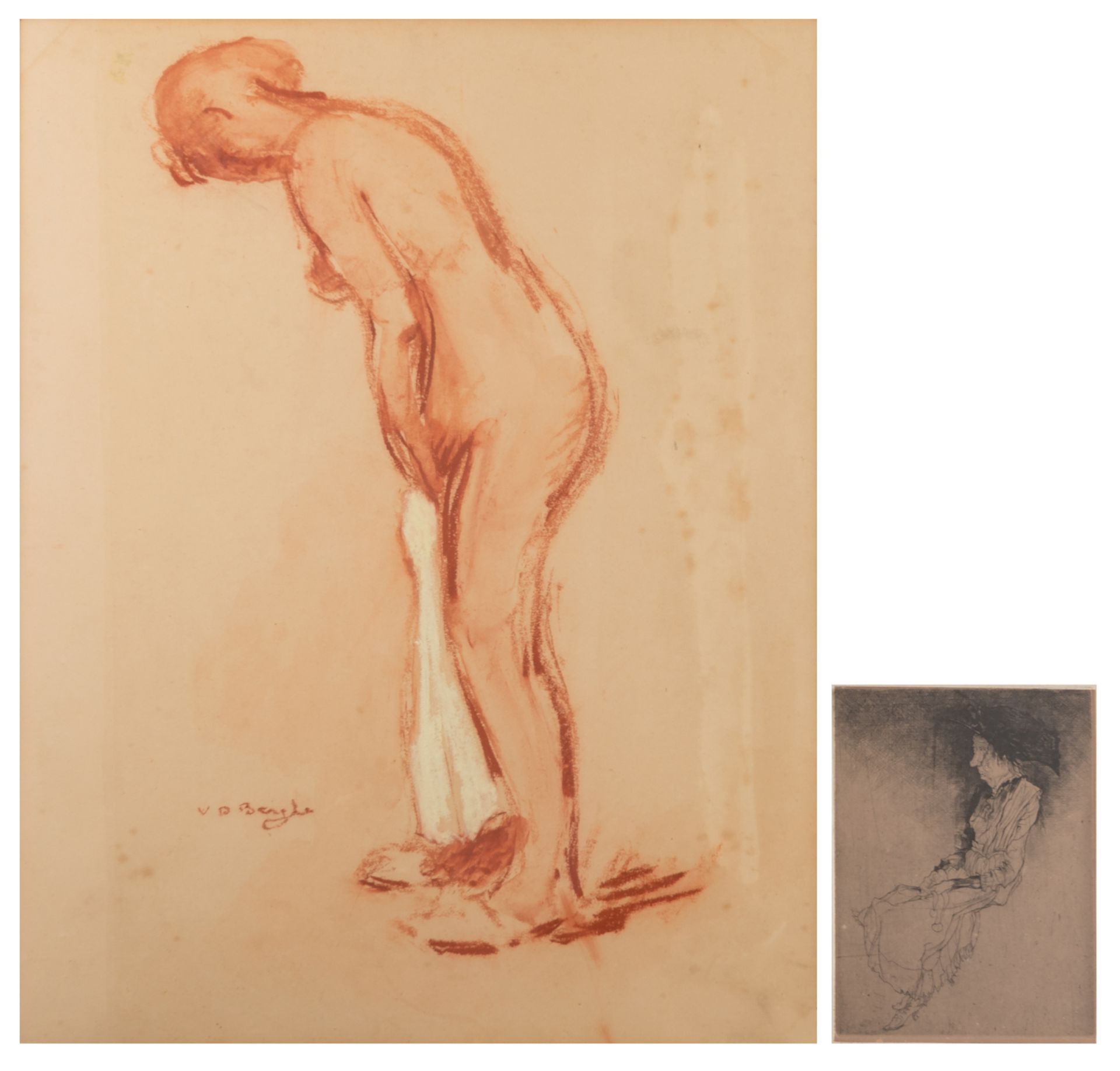De Bruycker J., 'Vieille coquette', etching, 16/50, 12 x 16,5 cm; added Van Den Berghe R., a