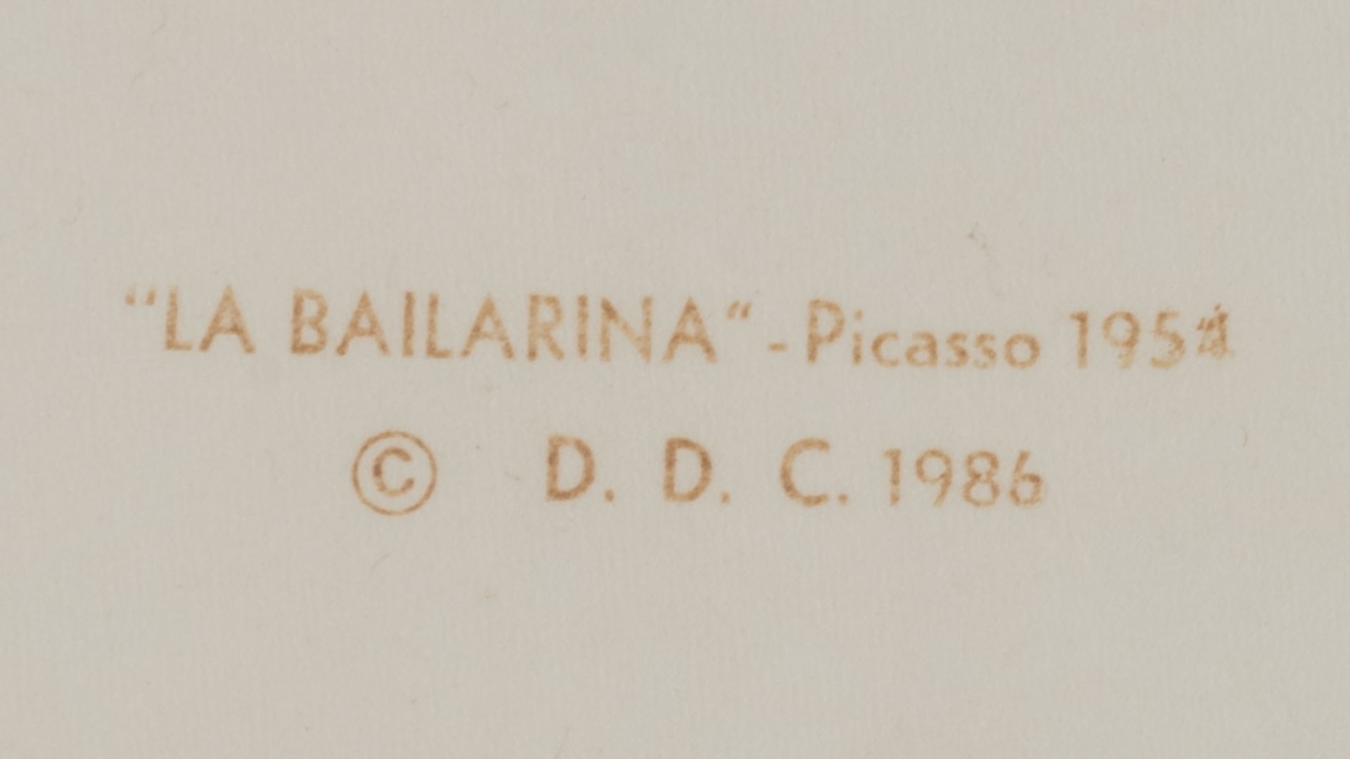 Picasso P. R., 'La Bailarina', 1954 - D.D.C. lithograph, 1252/1500, on laid paper, dated 1986, 36, - Image 4 of 5