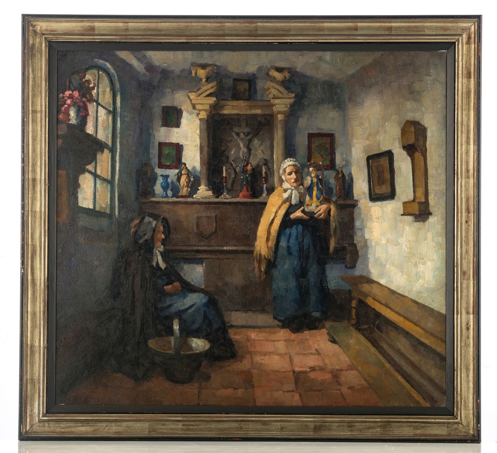 Michiels G., two devote females in the almshouse 'De Pelikaan' in Bruges, oil on canvas; added - Bild 5 aus 8