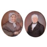 Van Acker J.B., two miniature portraits on ivory depicting the Bruges spouses Marie Thérèse Gheysens