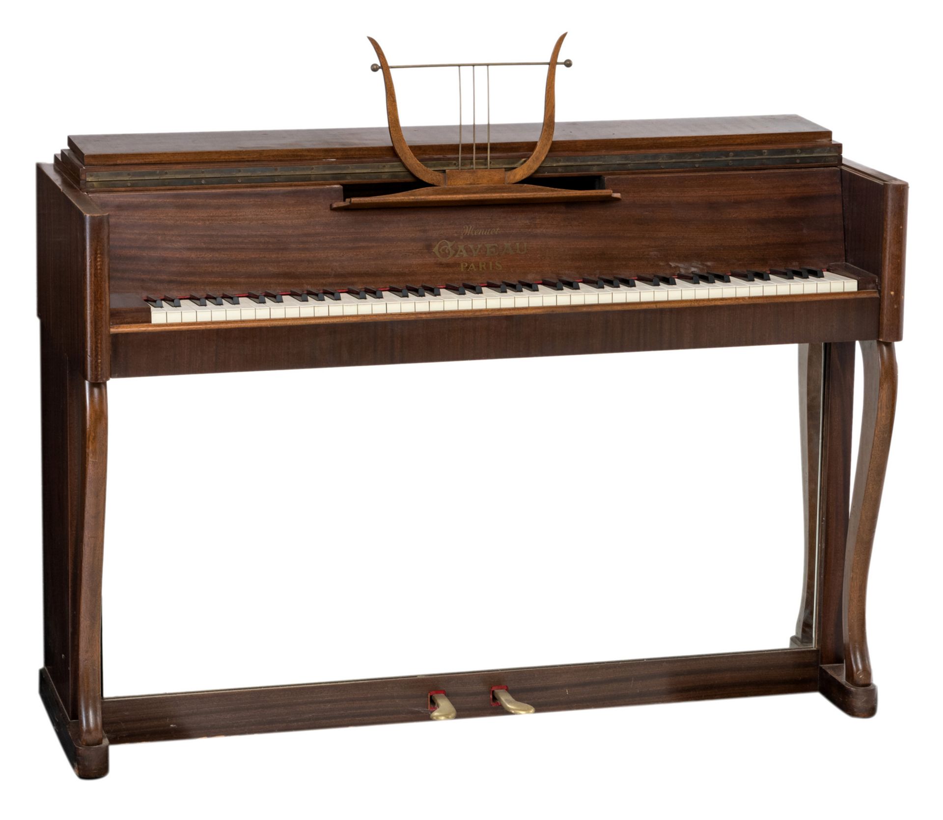 A mahogany and walnut veneered piano, Menuet Gaveau by André Arbus, Paris, H 95,5 - W 138,5 - D 52