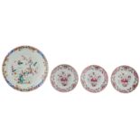 A Chinese famille rose export porcelain plate, decorated with birds, flower branches and bamboo,