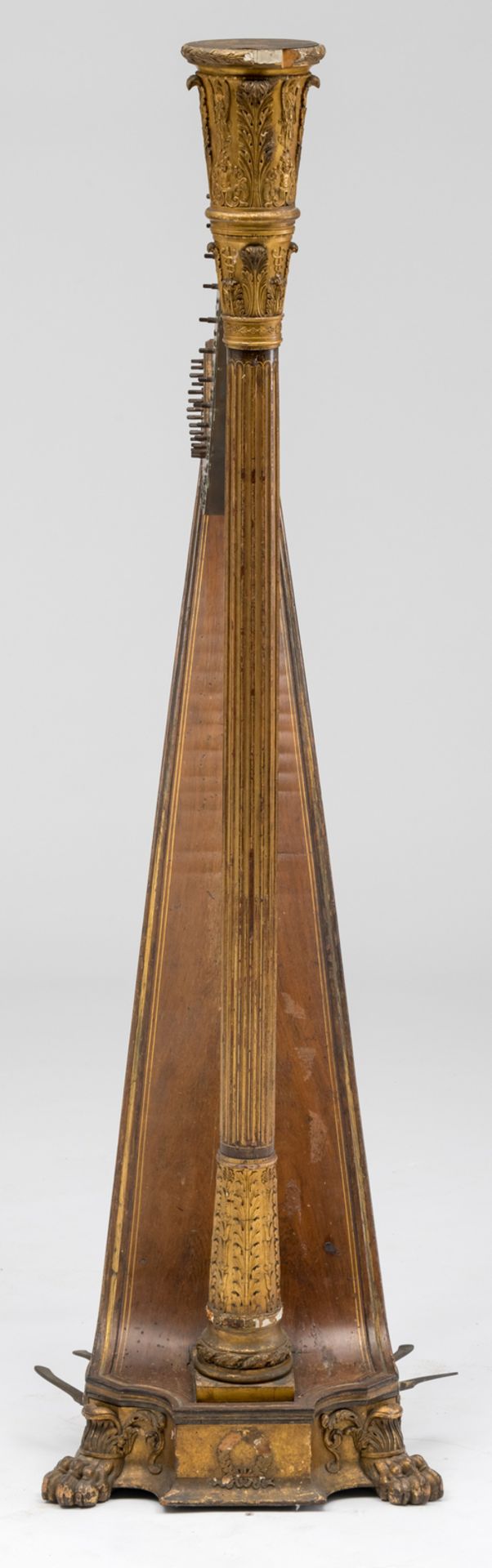 A 19th C neoclassical parcel gilt decorated rosewood harp, by French manufacturer Pleyel & Co., - Image 3 of 4