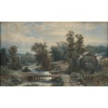 Signed 'Louis Chantal Del', after a work by Achenbach A., a German landscape, watercolour, 34,5 x