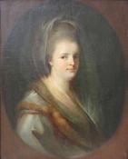 Altmeister-Porträt 18. Jh., Höfisches Damenbildnis, Hochoval, Öl auf Leinwand, doubliert,