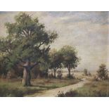 Heinrich BAAKES (1. Hälfte 20. Jh.), Weg mit Bäumen, Öl auf Leinwand, unten rechts sign.: H.