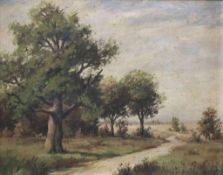 Heinrich BAAKES (1. Hälfte 20. Jh.), Weg mit Bäumen, Öl auf Leinwand, unten rechts sign.: H.