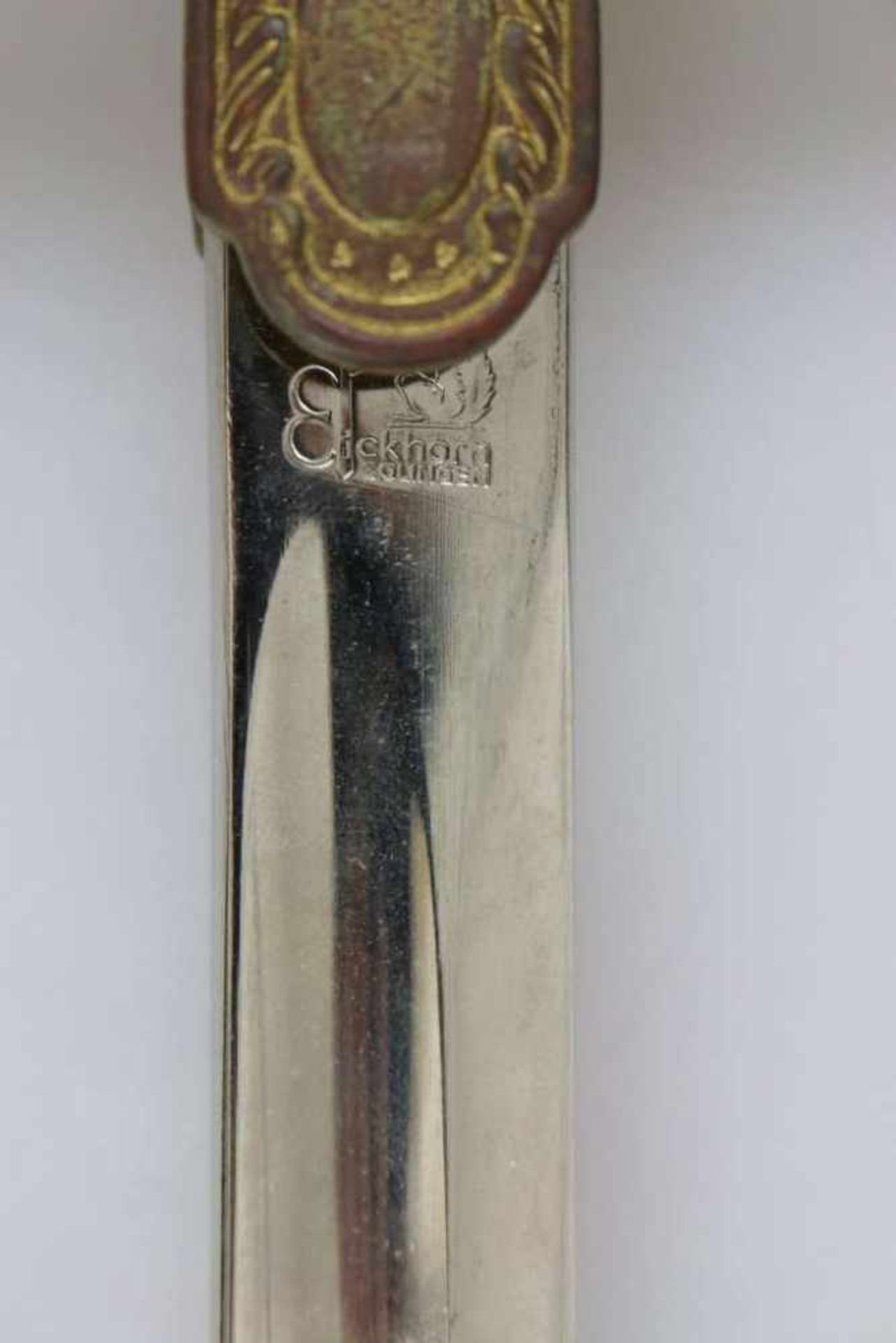 Wehrmacht, Heeres-Offizierssäbel. Blanke Klinge mit Herstellerlogo "Eickhorn", vergoldetes - Bild 4 aus 6