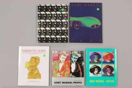 Andy WARHOL, fünf Bände: Retrospektive Berlin 2001; Warhol Goethe; Cars Tübingen 1988; prints;