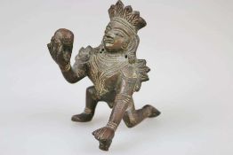 Bronze-Figur, Indien. Gott Krishna, die 8. Inkarnation des Hindu-Gottes Vishnu, dargestellt als "Bal