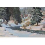 Paul WEIMANN (1867-c.1945), Winterlandschaft mit Fluß, Öl auf kartonage, unten links signiert,