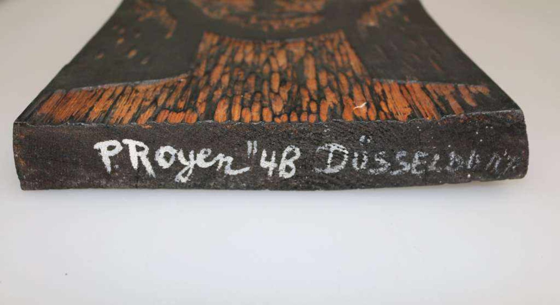 Peter ROYEN (1923-2013), Original- Druckstock, Holz, beidseitig beschnitzt, signiert und datiert "P. - Bild 2 aus 2