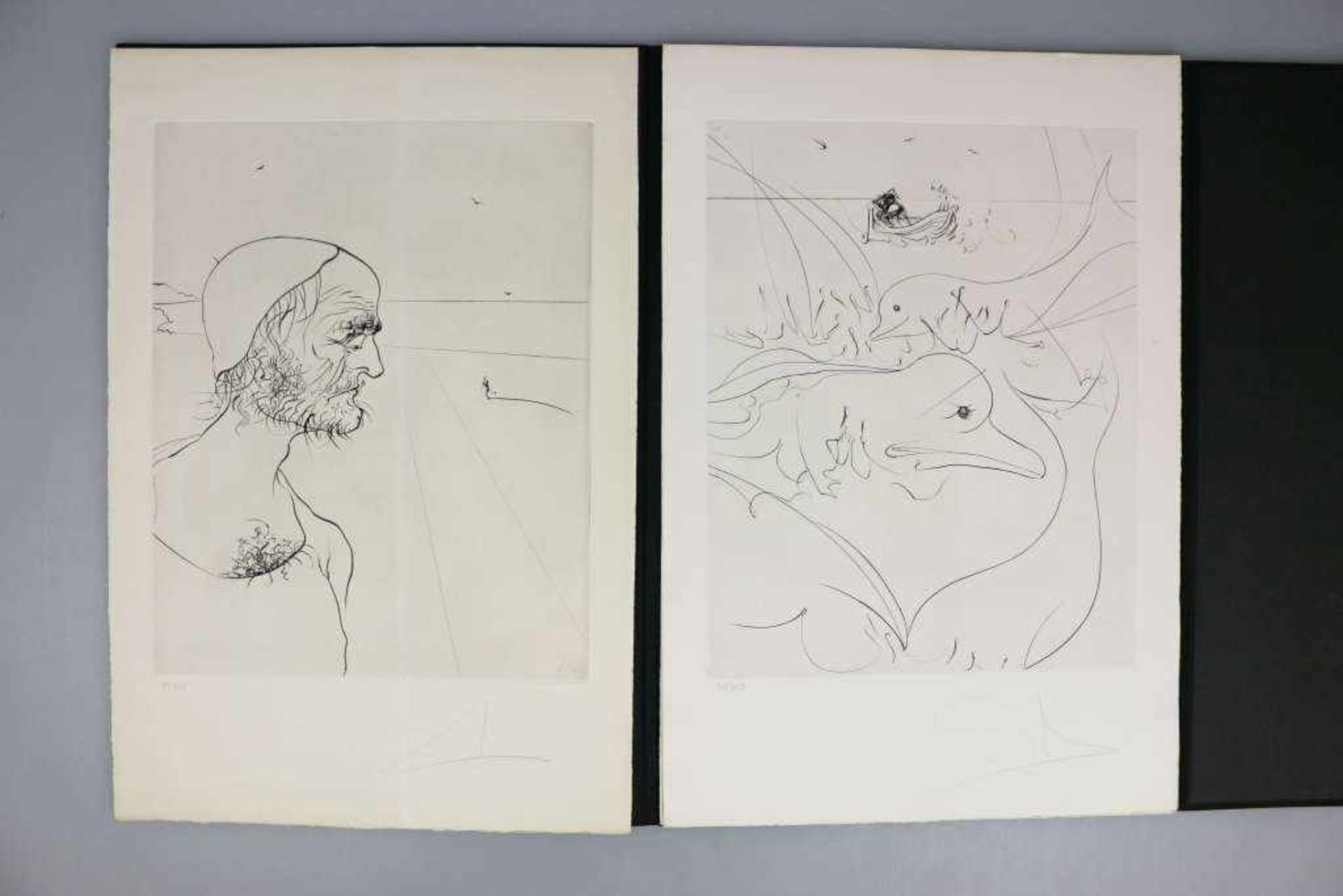 Salvador DALI (1904-1989),"Der alte Mann und das Meer", 1974. Folge von sechs Radierungen, alle in - Bild 2 aus 4