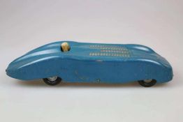 Blechspielzeug, aufziehbares Automodell von JRD Les Jouets um 1938, Autounion Rennwagen. Blau