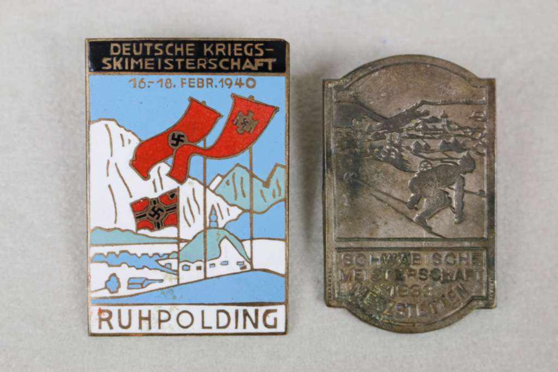 3. Reich, Erinnerungsabzeichen an die Deutsche Kriegs-Ski-Meisterschaft 16.-18. Febr. 1940 - Bild 2 aus 3