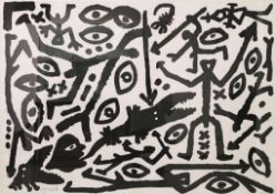 A.R. PENCK (1939-2017), Serigrafie, u. li. sign. u. Nr. 19/20. Figürliche Komposition in schwarz und