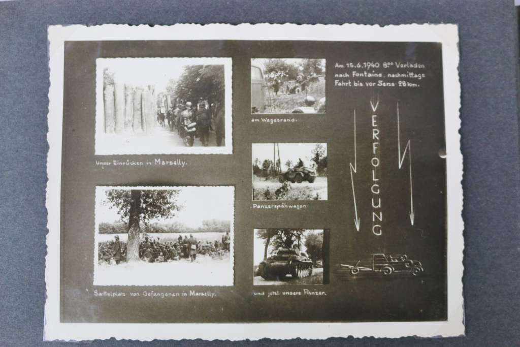 Kleines Fotoalbum, bez. 3 Komp. IR 119, Ihr Einsatz im Westen 10.5 - 25.6.1940. 24 Fotos von