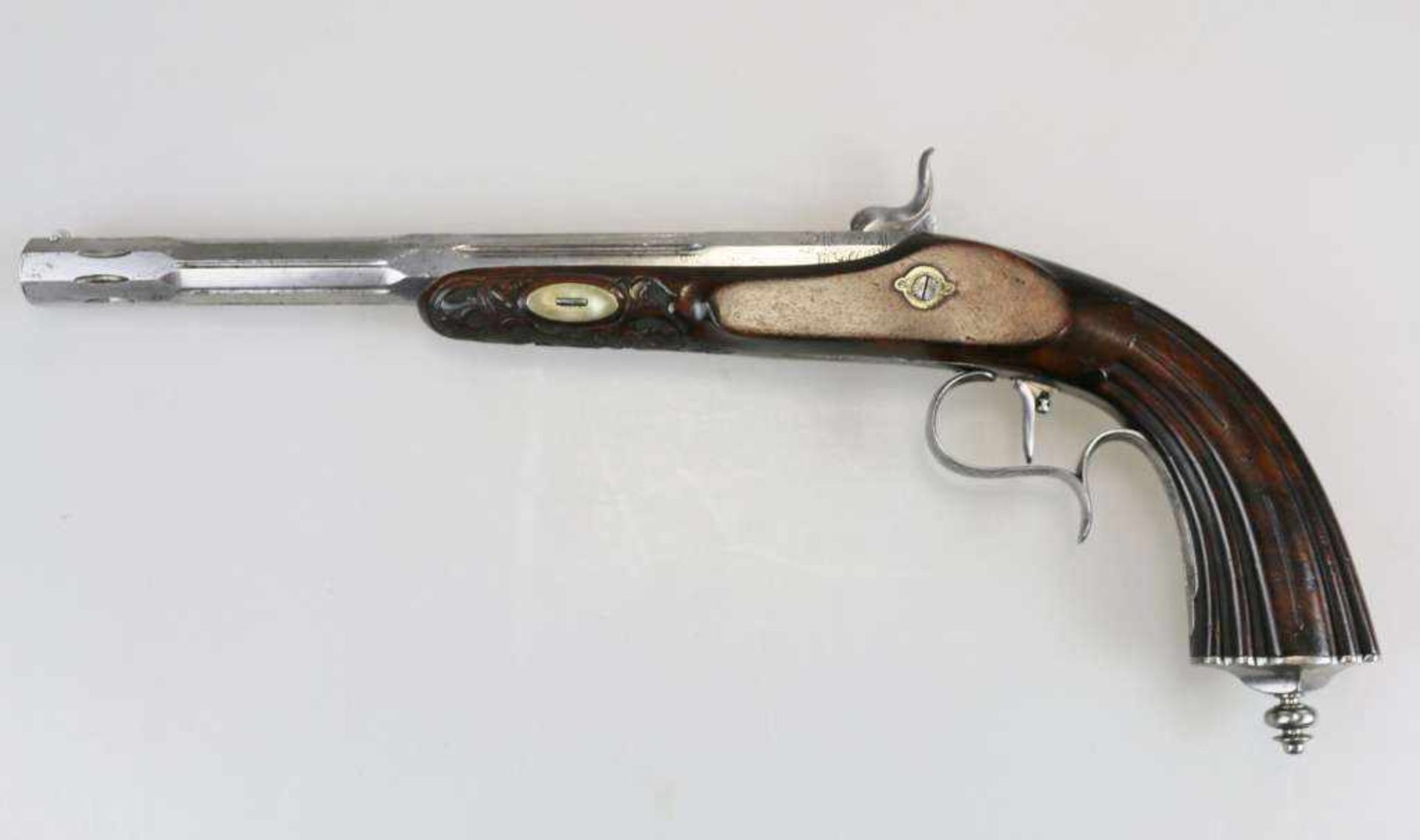 Perkussionspistole von Lepage a Paris um 1850. Achteckiger gezogener Lauf. - Bild 7 aus 9