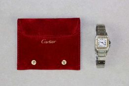 CARTIER, Damen-Armbanduhr, Modell Santos, 80er/90er Jahre, Edelstahl und Gelbgold, Automatikwerk,