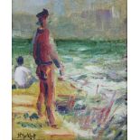 Nicolas TARKHOFF (1871-1930), zwei Männer am Strand, Öl auf Karton, u. links bez.: N. Tarkhoff,