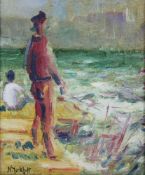 Nicolas TARKHOFF (1871-1930), zwei Männer am Strand, Öl auf Karton, u. links bez.: N. Tarkhoff,