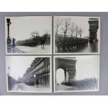 Wehrmacht, 4 große Pressefotos im Format 30 x 24 cm. Truppenparade auf der Avenue des Champs-Élysées