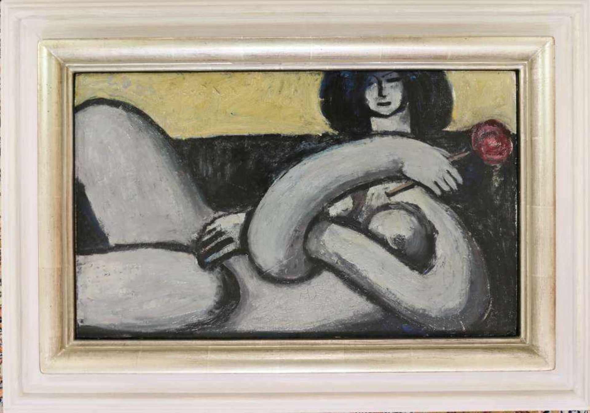 Gerhard OPITZ (1926-1978), liegender Frauenakt, Öl auf Hartfaser, o.li. monogr. u. dat. GO 68, verso - Bild 4 aus 4