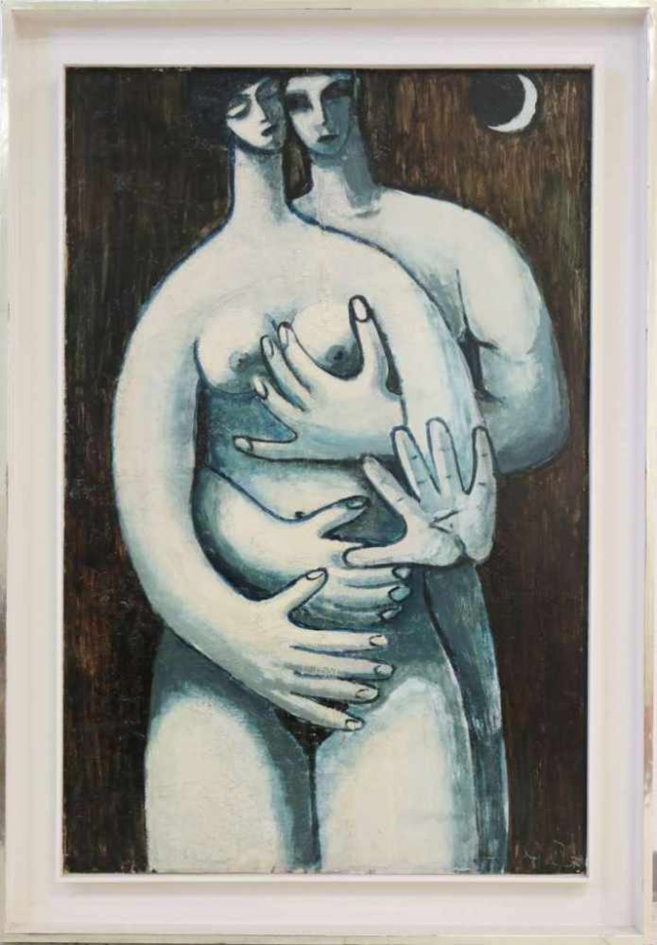 Gerhard OPITZ (1926-1978), Liebespaar bei Nacht, Öl auf Hartfaser, u.re. sig. u. dat. Opitz 71, - Bild 4 aus 4