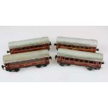 Märklin, 3 x MITROPA Speisewagen 17520 sowie 1 x MITROPA Schlafwagen 17530, Spur 0, Blech, rot,