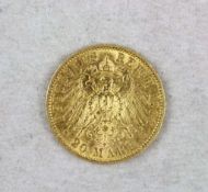 Goldmünze, 20 Mark, Deutsches Reich, Wilhelm II, 1906 A, Gewicht: 7,9 gr..