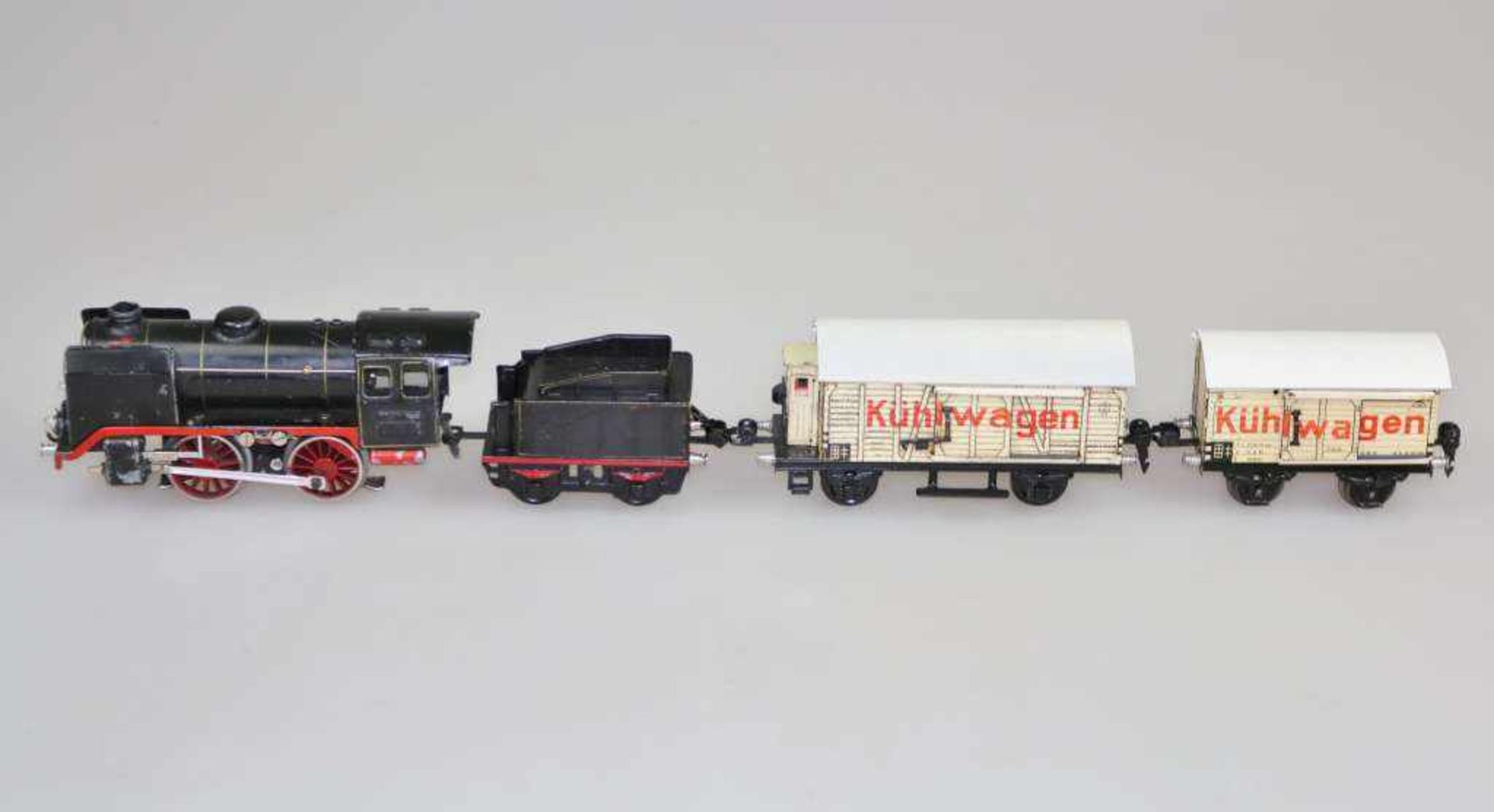 Märklin Spur 0, Schlepptenderlok R 66/12910 mit Tender R 919/0, 20 Volt, 2-achsig, schwarz, 2 Lampen