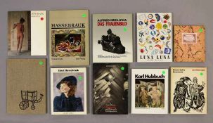 Konvolut Künstler H, 10 Bücher: Peter HANDEL, Bilder 1973-86; HANSEN-BAHIA, Holzschnitte. Die
