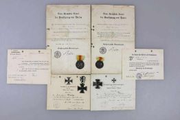 Baden, Ordens- und Urkundennachlass des Vizewachtmeisters Wilhelm Welker beim Reserve Feldartillerie