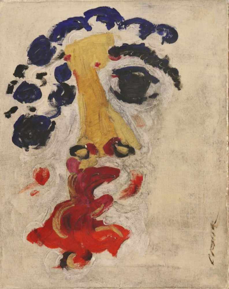 Unbekannter Künstler des 20. Jh., Öl auf Leinwand, abstraktes Gesicht, rechts unten undeutlich