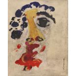 Unbekannter Künstler des 20. Jh., Öl auf Leinwand, abstraktes Gesicht, rechts unten undeutlich
