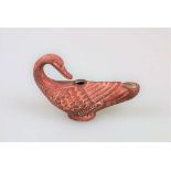 Öllampe in Entenform, Keramik, gefunden im vom Lava des Vesuv verschütteten Pompeji. Original: