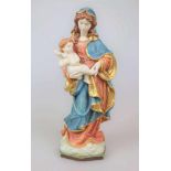 Stehende Madonna mit Jesuskind auf Wolkensockel, Holz, Barockstil, 2. Hälfte 20. Jh., handgeschnitzt
