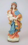 Stehende Madonna mit Jesuskind auf Wolkensockel, Holz, Barockstil, 2. Hälfte 20. Jh., handgeschnitzt
