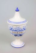 Deckelpokal, Keramik, Fayence, bez. GINEPRO, Italien, 20. Jh. H. 29,5 cm.