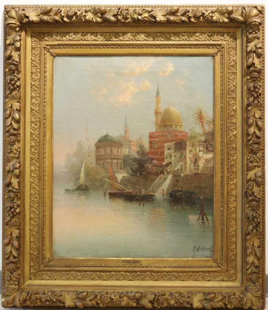 Fr. GILBERT (1843-1902/05), Pseudonym des Karl KAUFMANN (1843-1902/05), der Hafen von Alexandria, Öl - Image 2 of 4