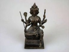 Viergesichtige Gottheit Brahma (Gott der Schöpfung), Bronze, Thailand, 20. Jh., Hohlguss,