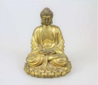 Buddha-Skulptur "Amitabha", Messing, 20. Jh. Der Herr des Mitleids, populärste Gottheit des