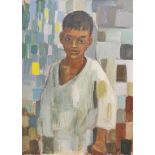 Unbekannter Künstler des 20. Jh., Öl auf Leinwand, Junge mit weißem Hemd, unten rechts monogrammiert