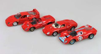 Konvolut von 4 Modellautos Ferrari, vers. Hersteller, Maßstab 1:18: 2x BBURAGO, Ferrari 250 Le